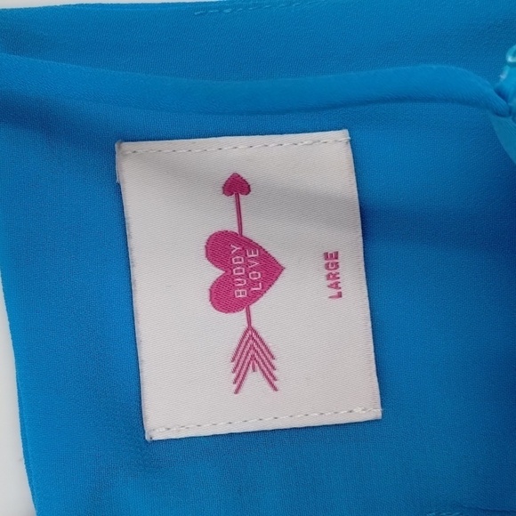 Buddy Love Turquoise Halter Dress Mix Material Collar Sleeveless Size Large - Picture 5 of 7